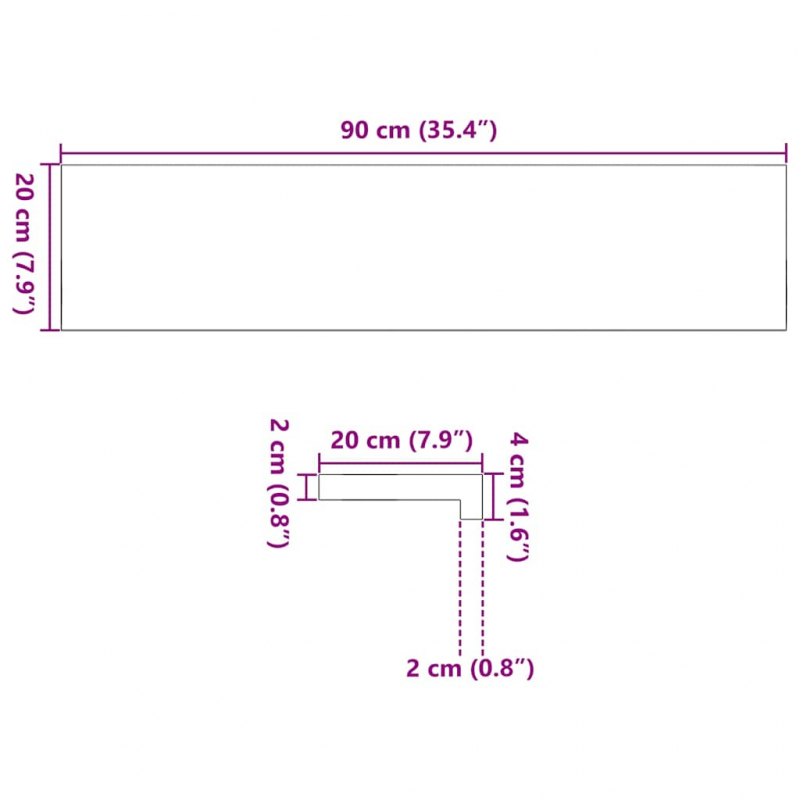 Fensterbänke 2 Stk. Dunkelbraun 90x20x2 cm Massivholz Eiche