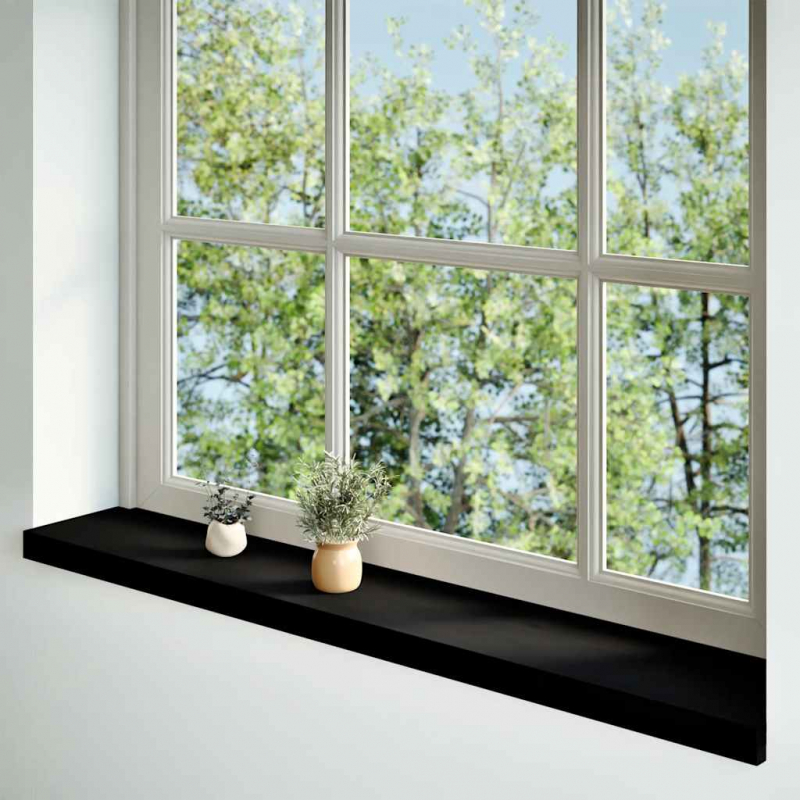 Fensterbänke 2 Stk. Dunkelbraun 110x20x2 cm Massivholz Eiche