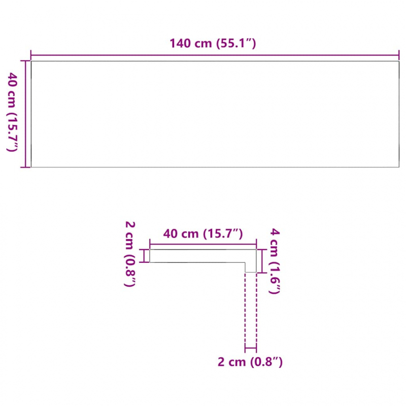 Fensterbänke 2 Stk. Dunkelbraun 140x40x2 cm Massivholz Eiche