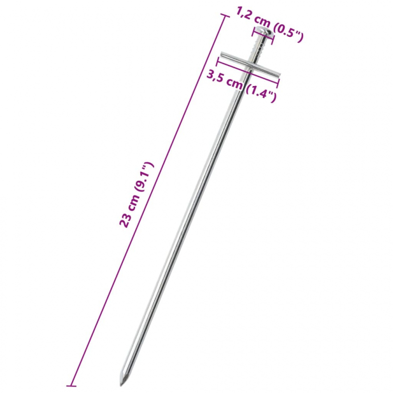 Zeltheringe 24 Stk. 23 cm Ø6 mm Verzinkter Stahl