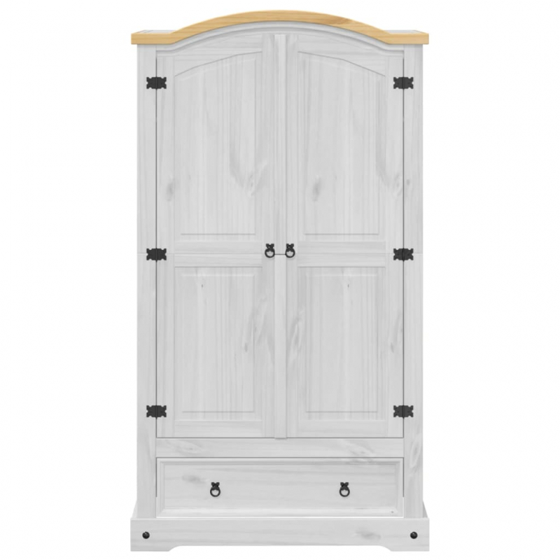 Kleiderschrank Corona Weiß 102x52x186 cm Massivholz Kiefer
