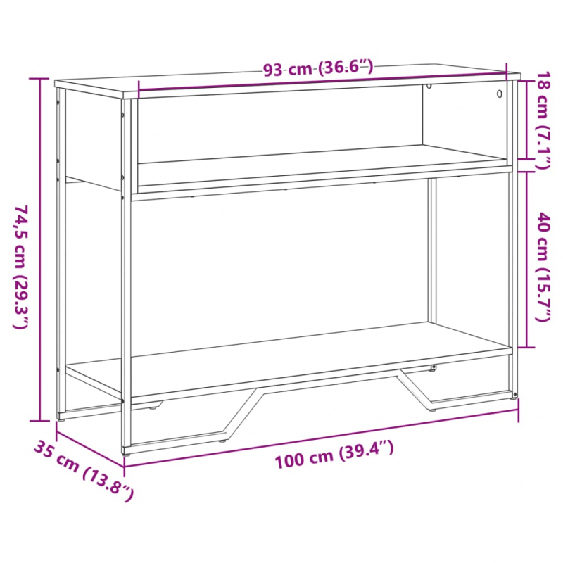 Konsolentisch Räuchereiche 100x35x74,5 cm Holzwerkstoff