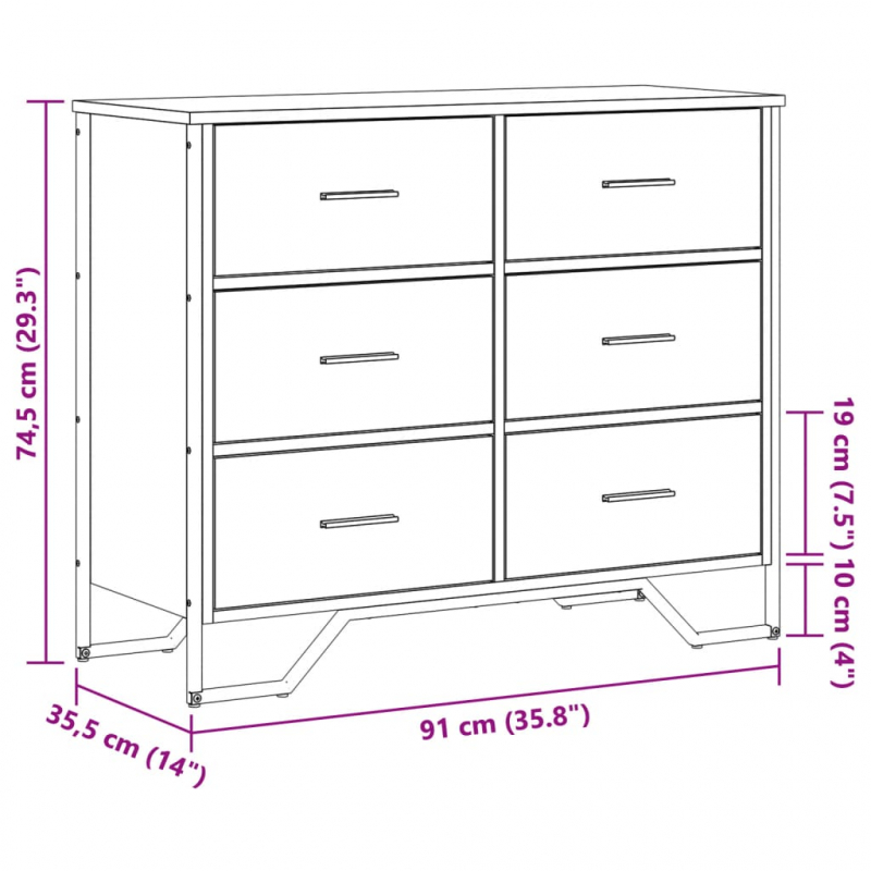 Kommode Schwarz 91x35,5x74,5 cm Holzwerkstoff