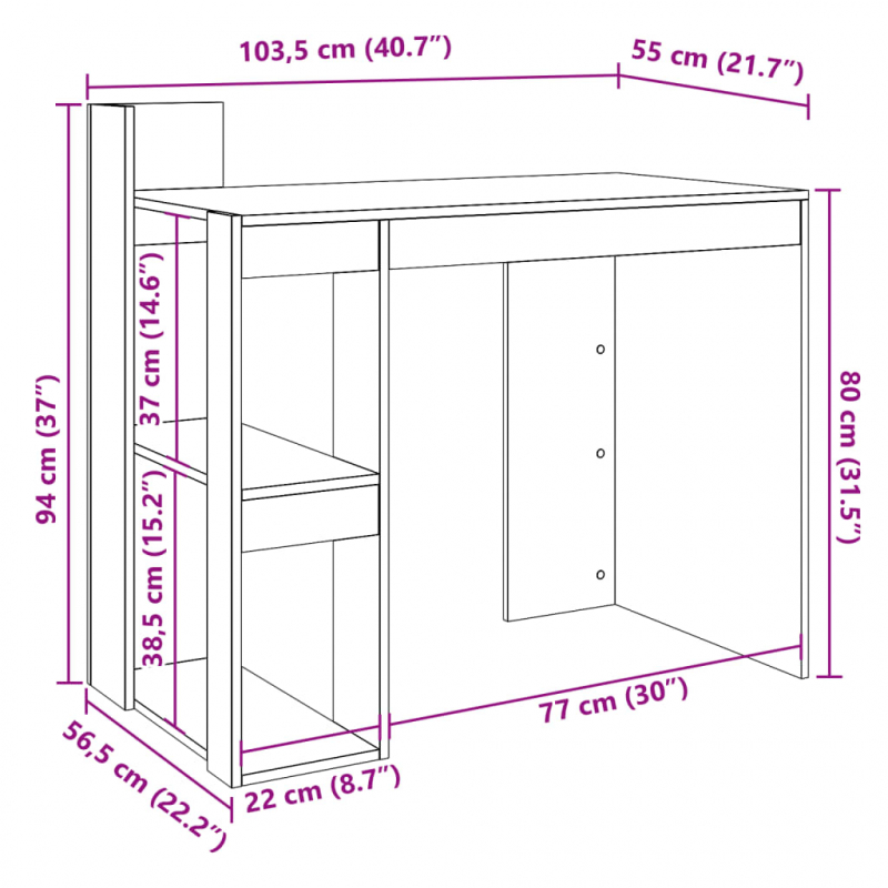 Schreibtisch Betongrau 103,5x56,5x94 cm Holzwerkstoff