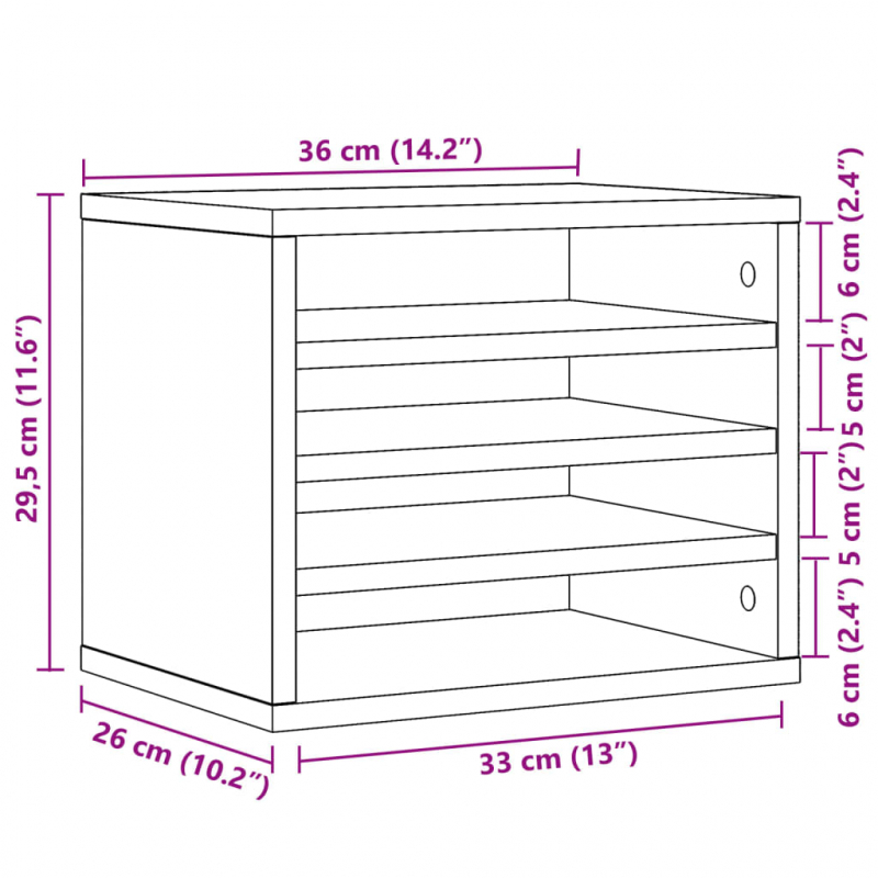 Schreibtisch-Organizer Räuchereiche 36x26x29,5 cm Holzwerkstoff