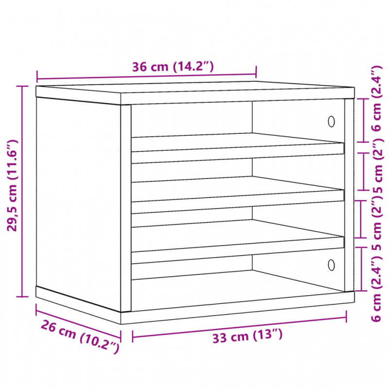 Schreibtisch-Organizer Braun Eichen-Optik 36x26x29,5 cm