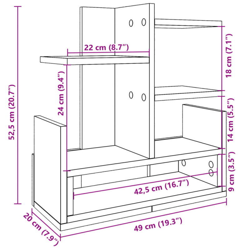 Schreibtisch-Organizer Weiß 49x20x52,5 cm Holzwerkstoff