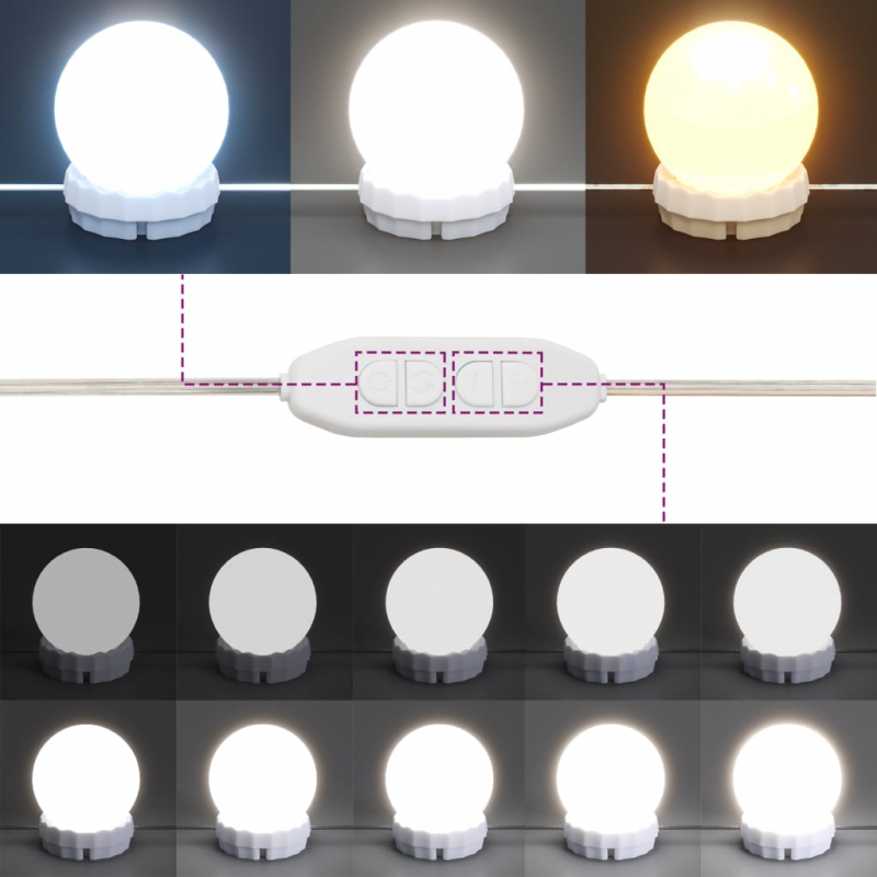 Schminktisch mit LED-Beleuchtung Räuchereiche 80x41x144,5 cm