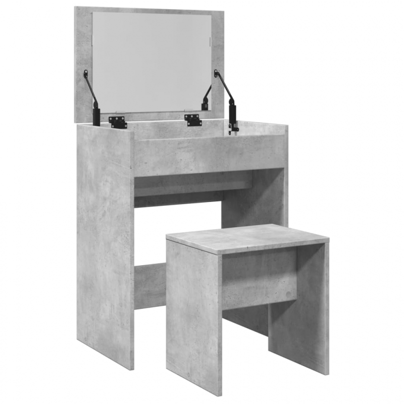 Schminktisch mit Hocker Betongrau 60x40x113,5 cm