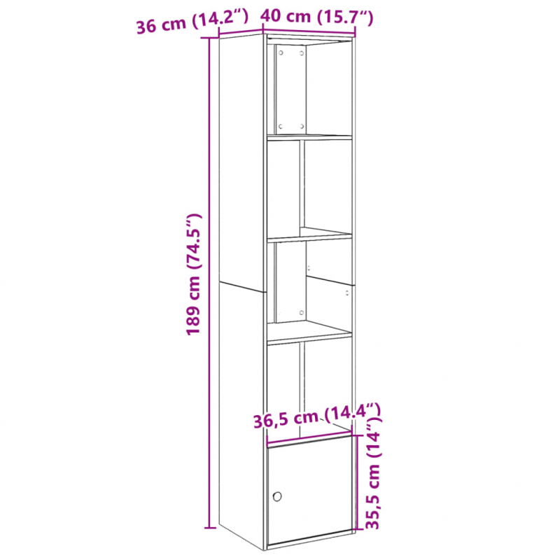 Bücherregal Grau Sonoma 40x36x189 cm Holzwerkstoff