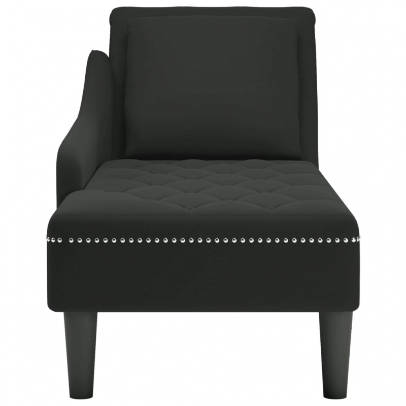 Chaiselongue mit Kissen und Rechter Armlehne Schwarz Samt