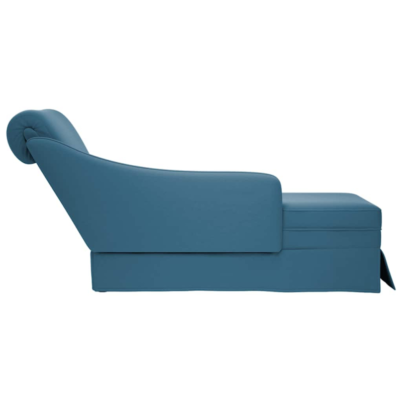 Chaiselongue mit Nackenrolle und Rechter Armlehne Blau Samt