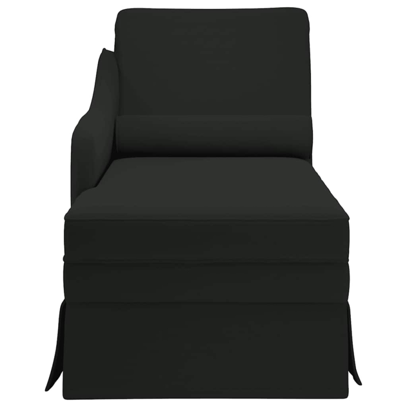 Chaiselongue mit Nackenrolle und Rechter Armlehne Schwarz Samt