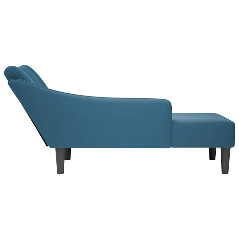 Chaiselongue mit Rechter Armlehne Blau Samt