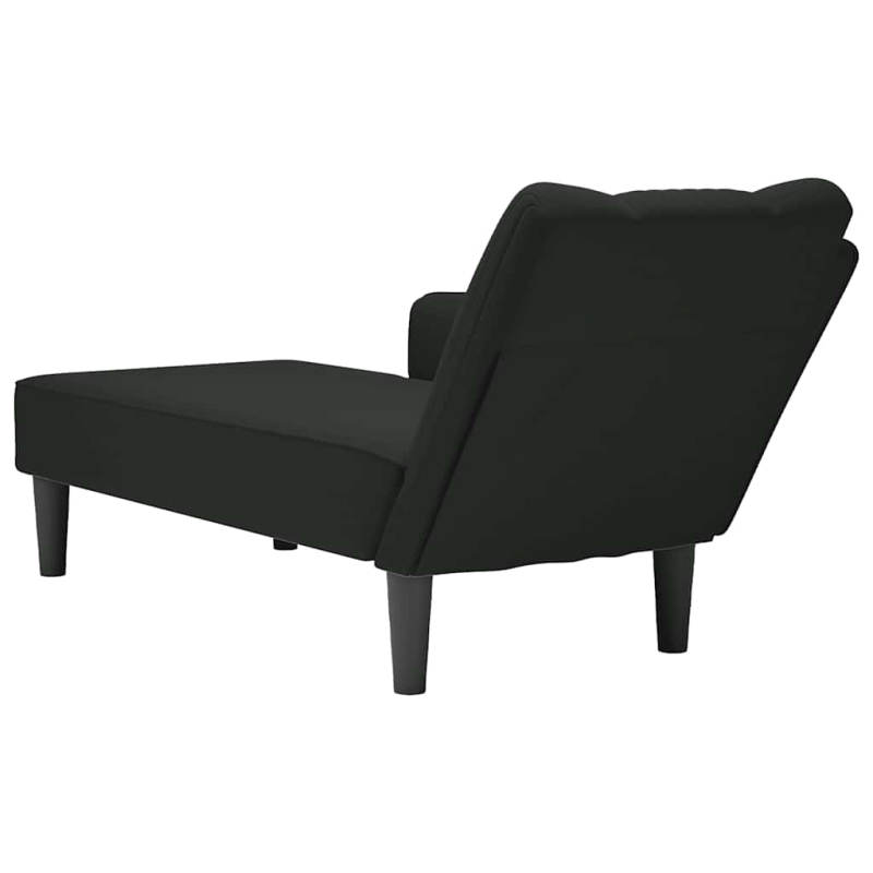 Chaiselongue mit Rechter Armlehne Schwarz Samt