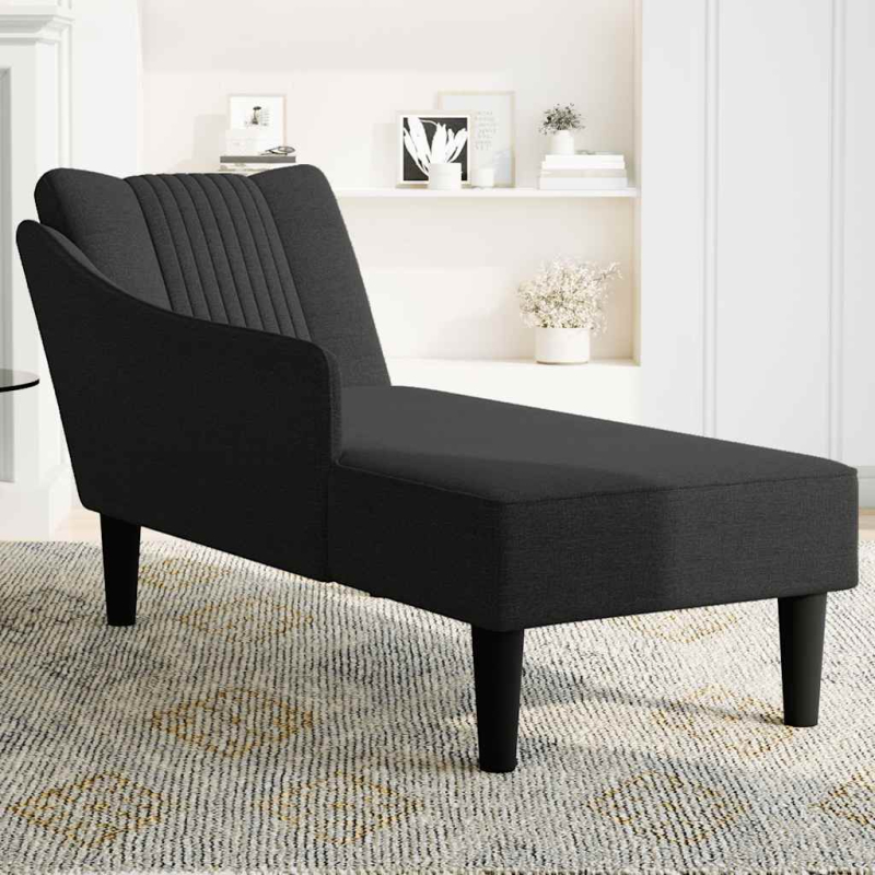 Chaiselongue mit Rechter Armlehne Schwarz Stoff