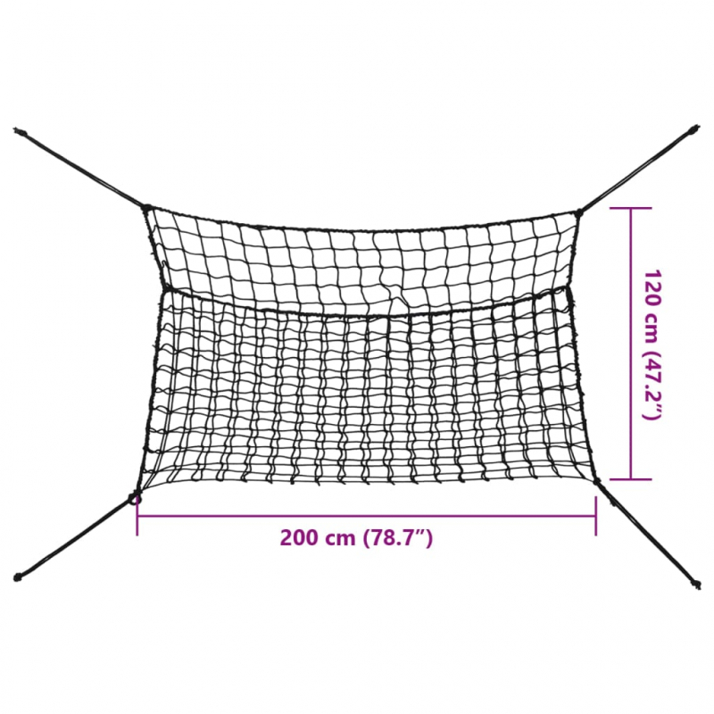 Heunetze 2 Stk. Rechteckig Schwarz 200x120 cm PP