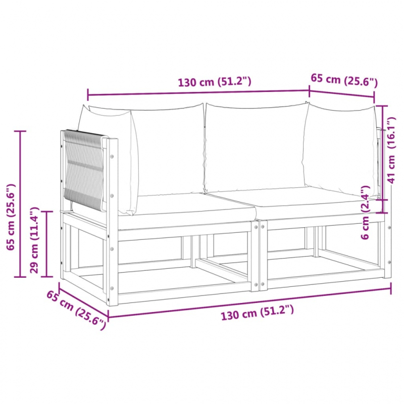 Garten-Ecksofas mit Kissen 2 Stk. Massivholz Akazie