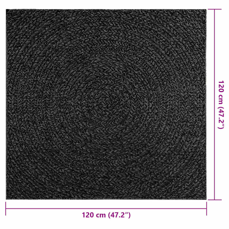 Teppich ZIZUR Anthrazit 120x120cm Jute-Optik Indoor und Outdoor