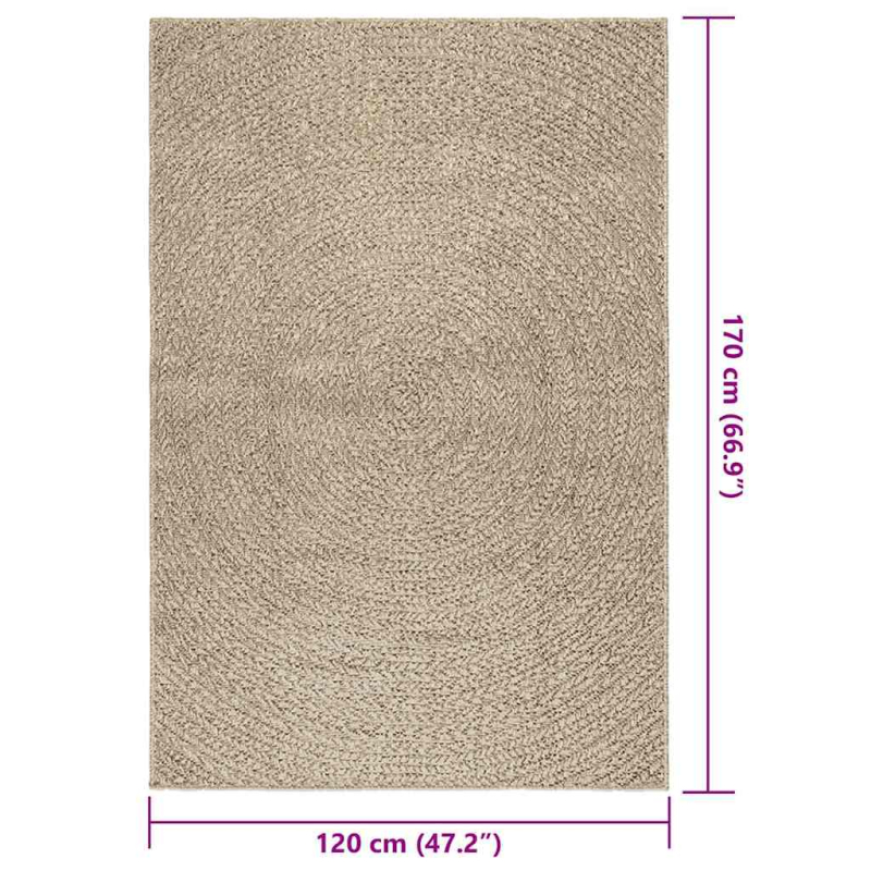 Teppich ZIZUR Beige 120x170 cm Jute-Optik Indoor und Outdoor