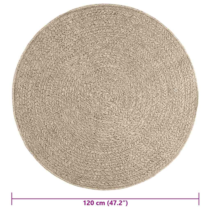 Teppich ZIZUR Beige Ø 120 cm Jute-Optik Indoor und Outdoor