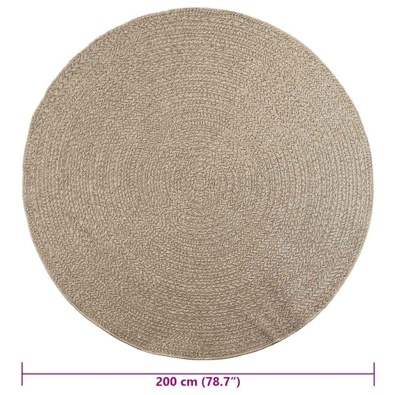 Teppich ZIZUR Beige Ø 200 cm Jute-Optik Indoor und Outdoor