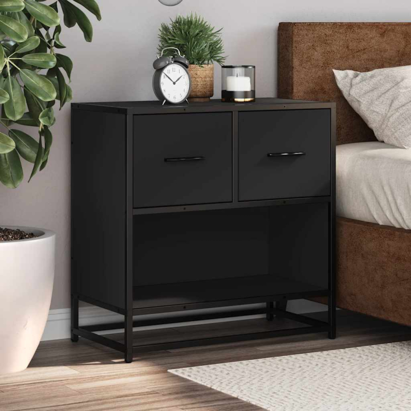 Nachttisch Schwarz 60x31x60 cm Holzwerkstoff und Metall