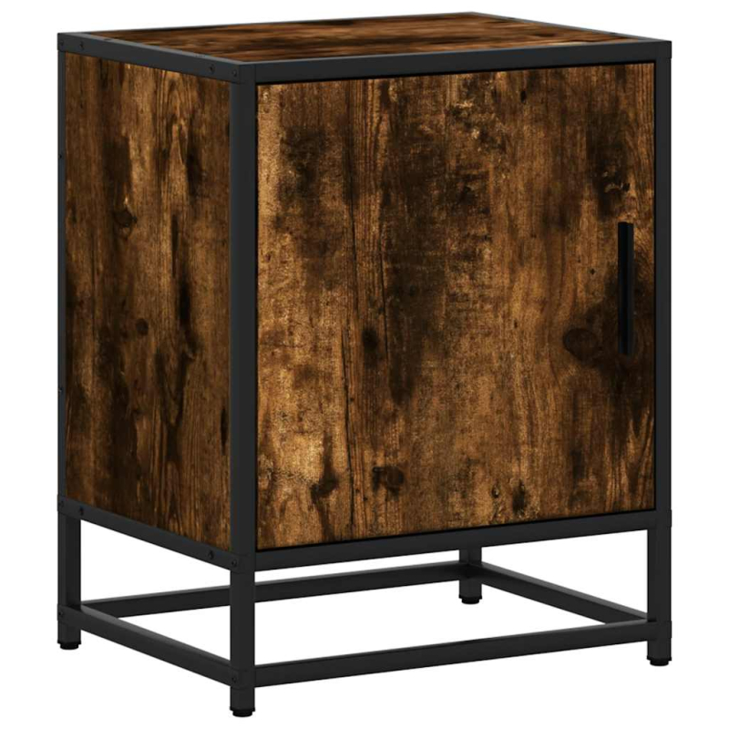 Nachttische 2 Stk. Räuchereiche 40x31x50cm Holzwerkstoff Metall