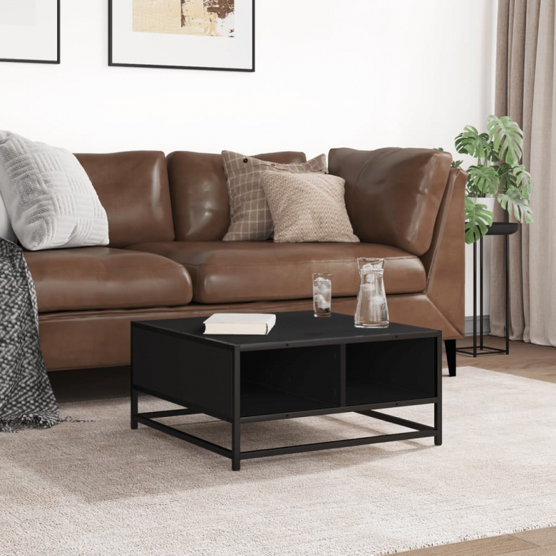 Couchtisch Schwarz 60,5x60,5x30 cm Holzwerkstoff und Metall