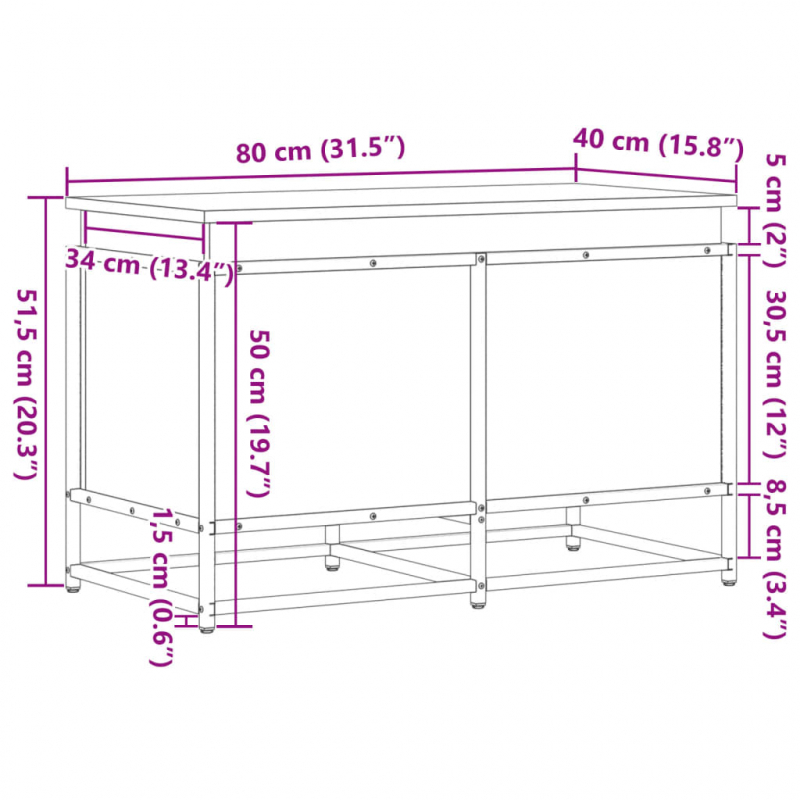 Aufbewahrungsbox mit Deckel Sonoma 80x40x51,5 cm Holzwerkstoff