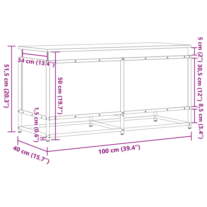 Aufbewahrungsbox mit Deckel Eichen-Optik 100x40x51,5 cm