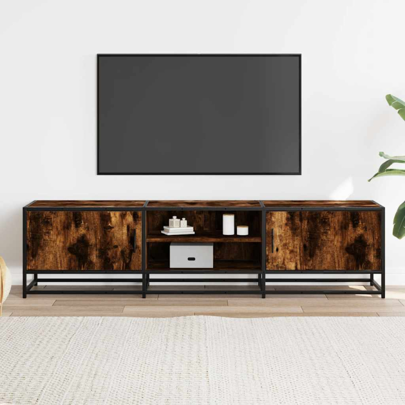 TV-Schrank Räuchereiche 160x35x41 cm Holzwerkstoff und Metall