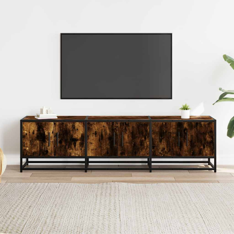 TV-Schrank Räuchereiche 150x35x41 cm Holzwerkstoff und Metall