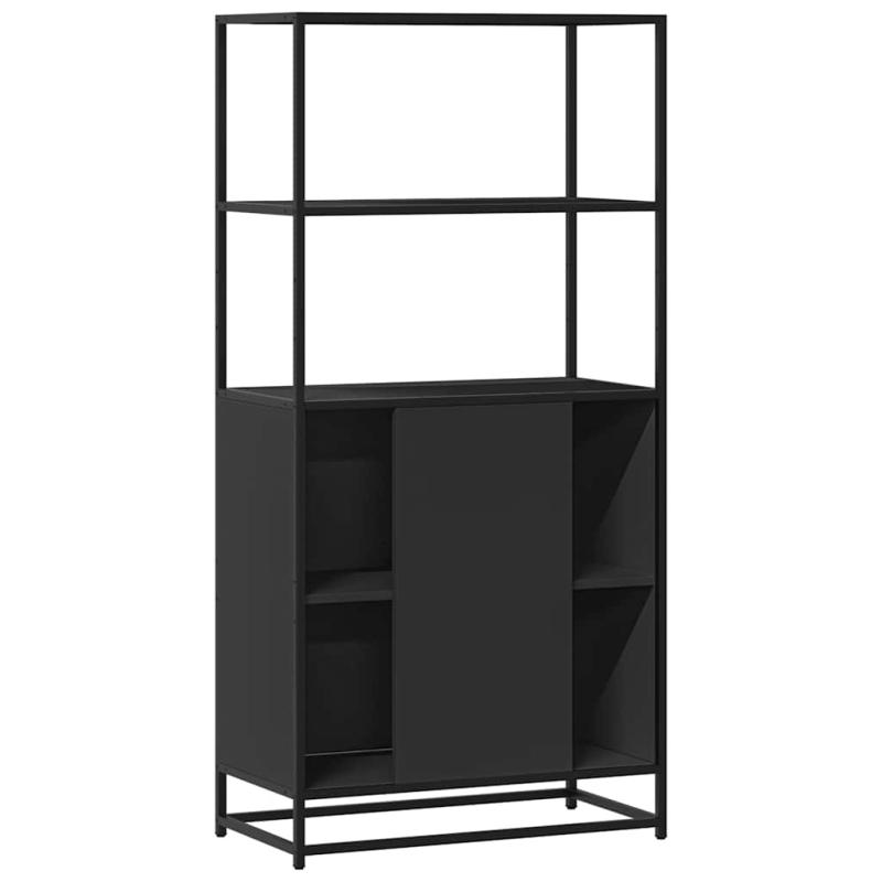 Highboard Schwarz 68x35x139 cm Holzwerkstoff und Metall