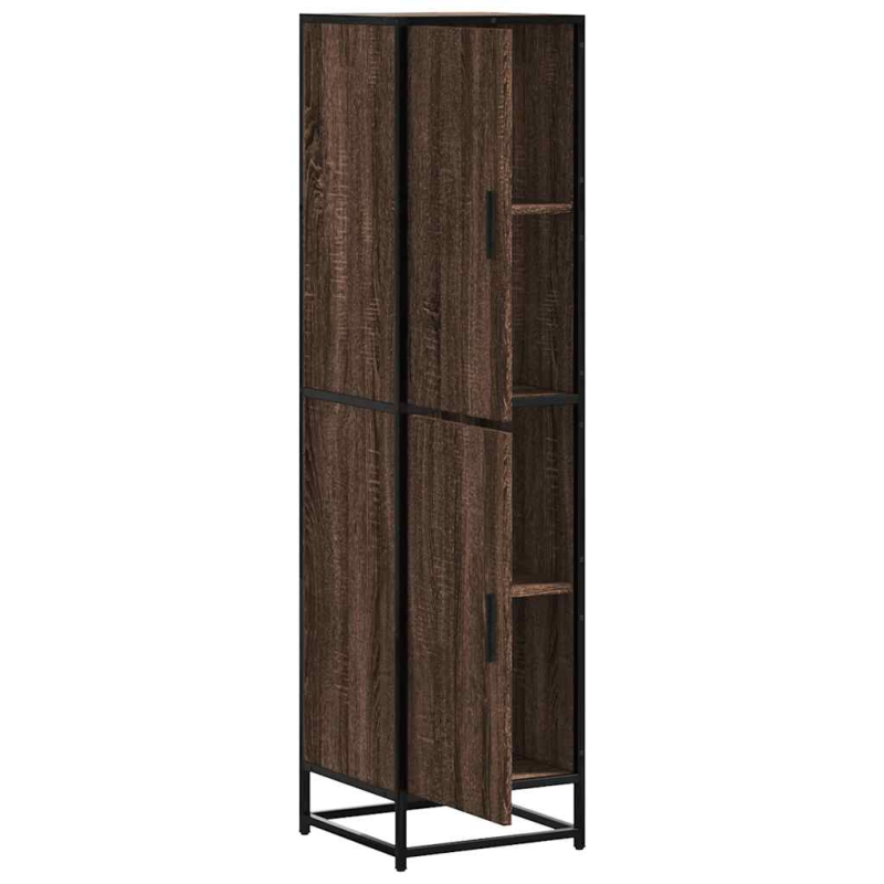 Highboard Braun Eichen-Optik 35,5x35x139cm Holzwerkstoff Metall