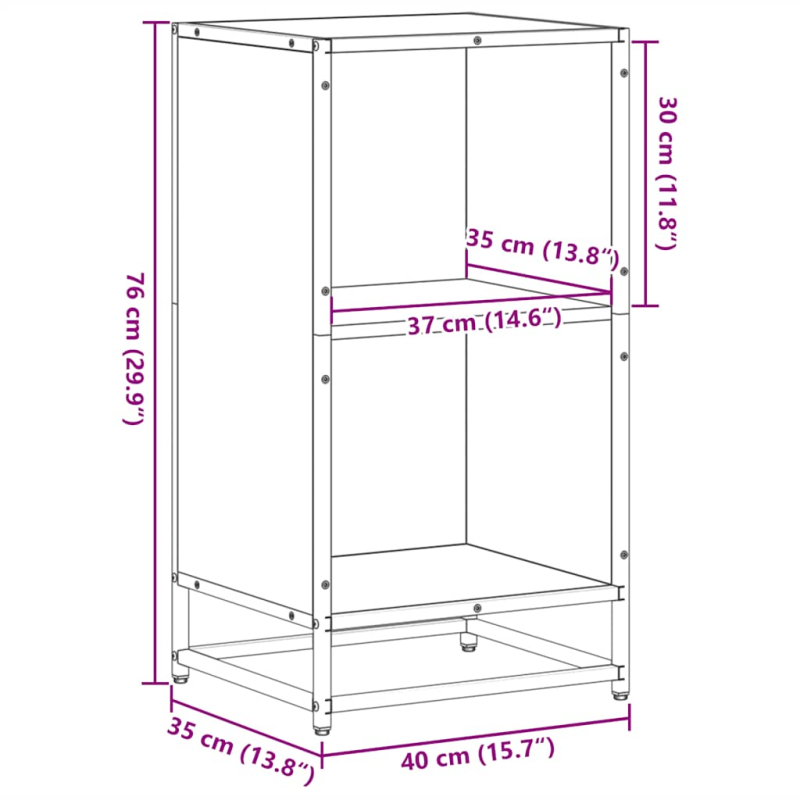 Bücherregal Grau Sonoma 40x35x76 cm Holzwerkstoff