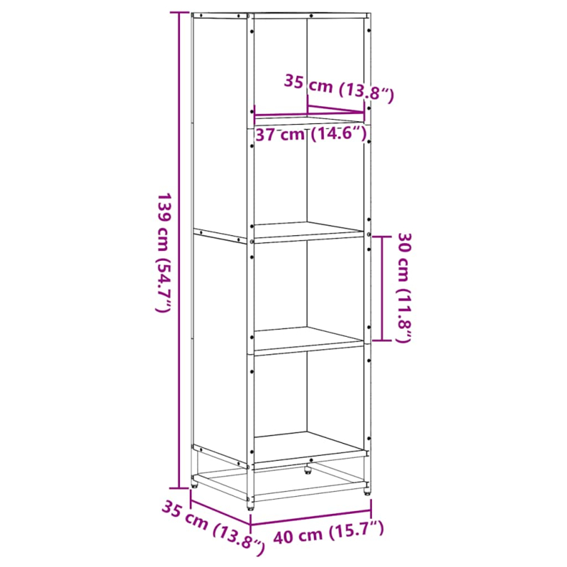 Bücherregal Räuchereiche 40x35x139 cm Holzwerkstoff