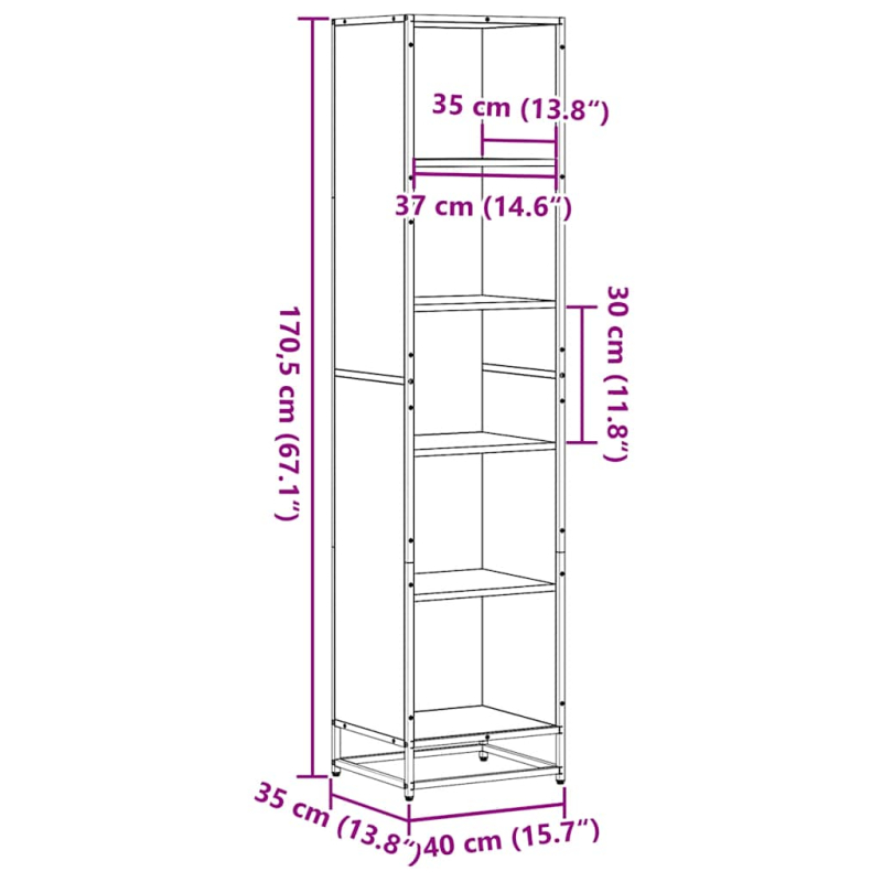 Bücherregal Sonoma-Eiche 40x35x170,5 cm Holzwerkstoff