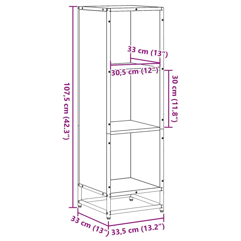 Bücherregal Braun Eichen-Optik 33,5x33x107,5 cm Holzwerkstoff