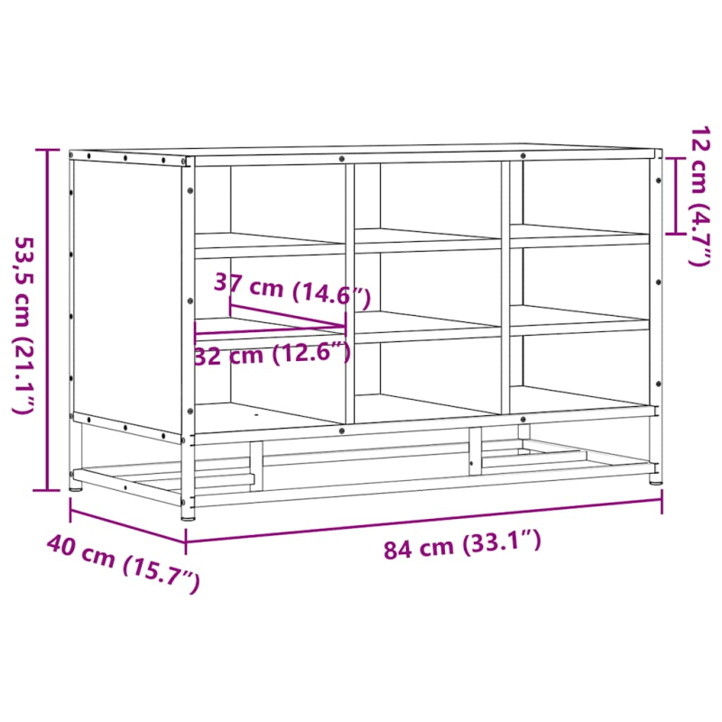 Schuhbank Braun Eichen-Optik 84x40x53,5 cm Holzwerkstoff Metall