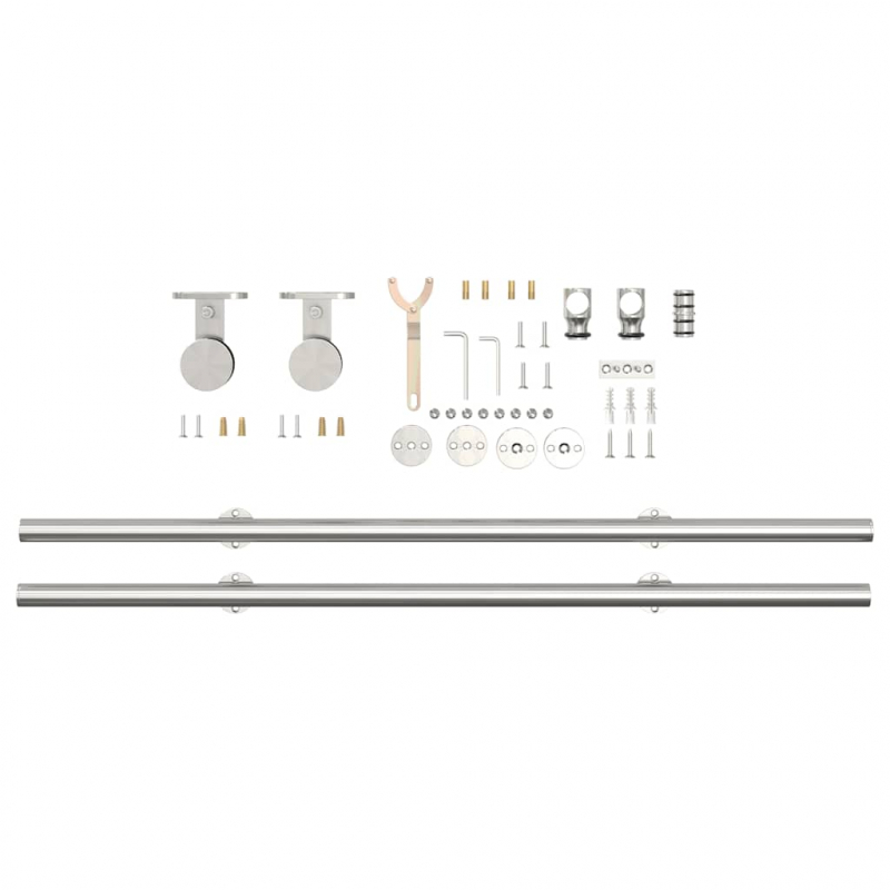 Schiebetür-Beschlagsatz 200 cm Edelstahl Silbern