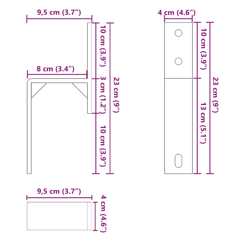 Scheunentür-Bypass-Halterungen für Flachschienen 5 Stk.