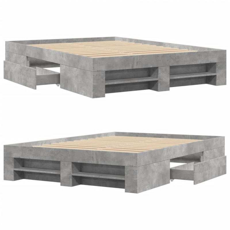Bettgestell Betongrau 135x190 cm Holzwerkstoff