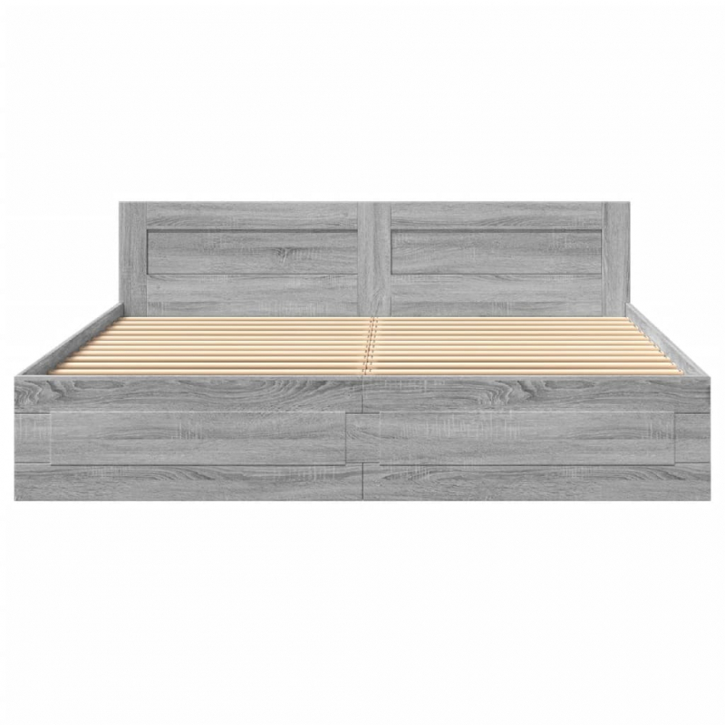 Bettgestell mit Kopfteil Grau Sonoma 200x200cm Holzwerkstoff