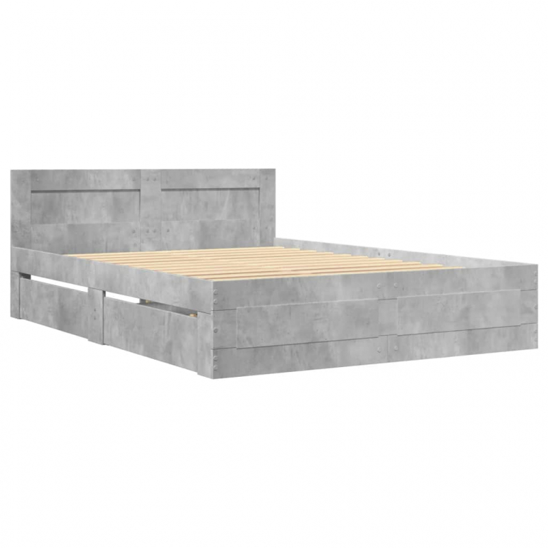 Bettgestell mit Kopfteil Betongrau 120x190 cm Holzwerkstoff