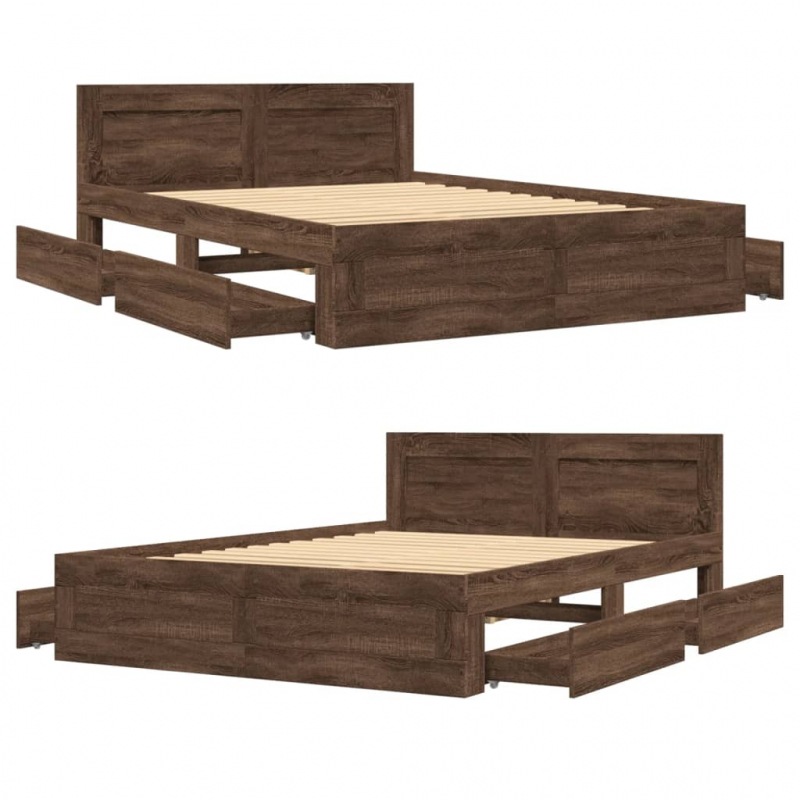 Bettgestell mit Kopfteil Braun Eichen-Optik 120x190 cm