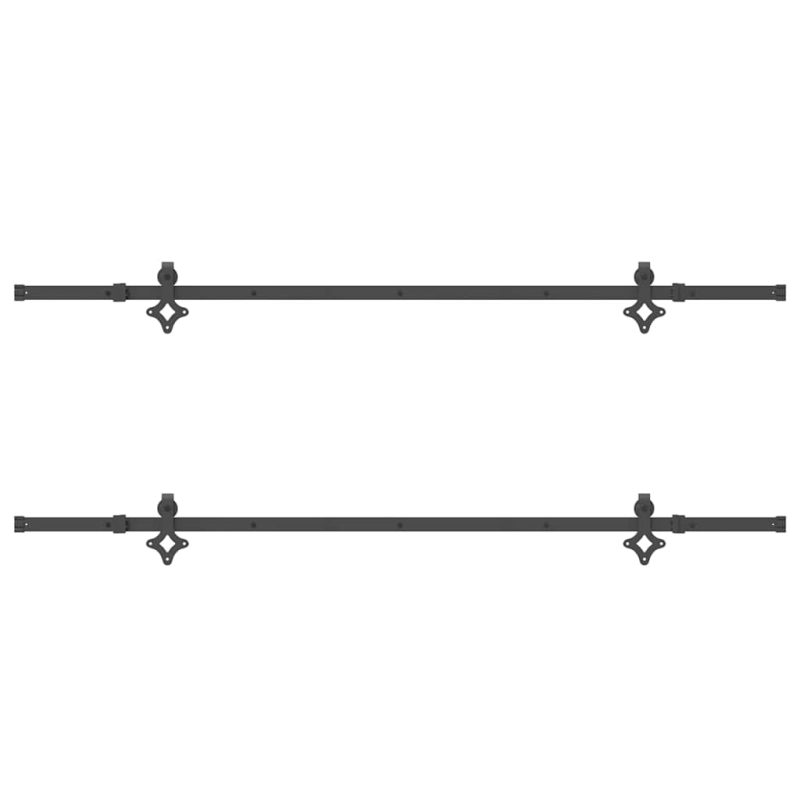 Schiebetürbeschlag-Set 213,5 cm Stahl Schwarz