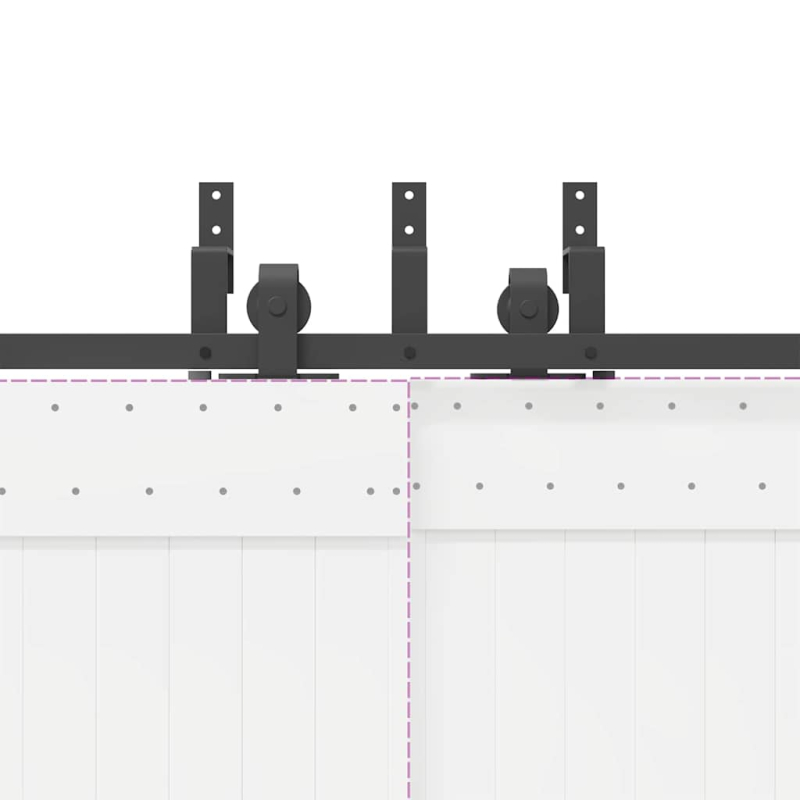Schiebetürbeschlag-Set 366 cm Stahl Schwarz