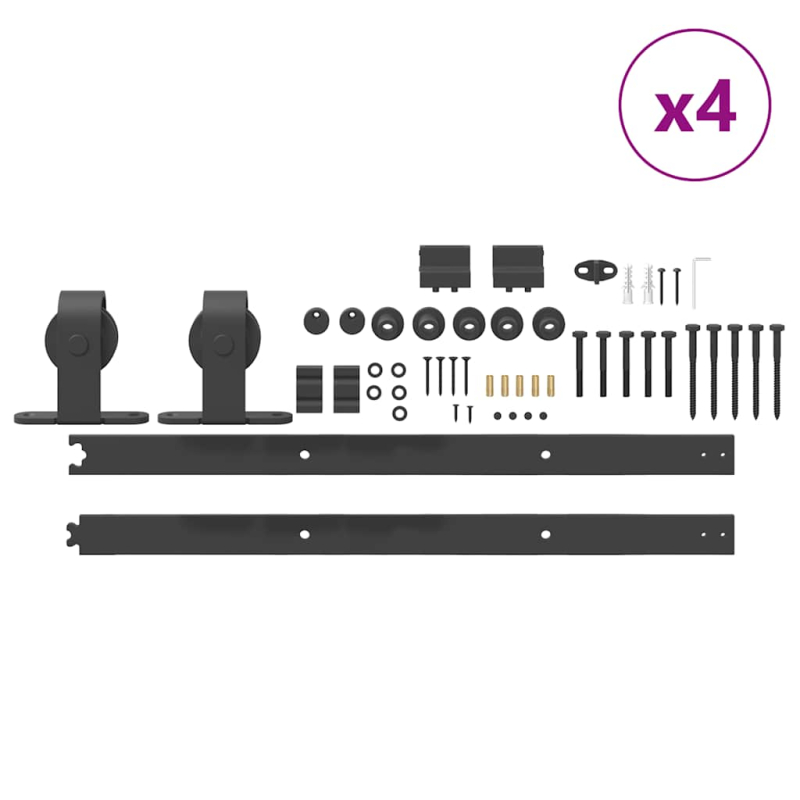 Schiebetürbeschlag-Set 305 cm Stahl Schwarz
