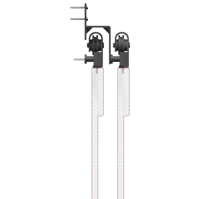 Schiebetürbeschlag-Set 305 cm Stahl Schwarz
